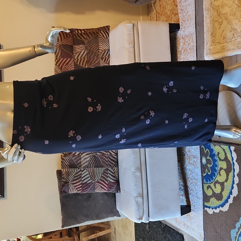 Hennes Collection, Black Floral Stretch Maxi Skirt, Size Medium